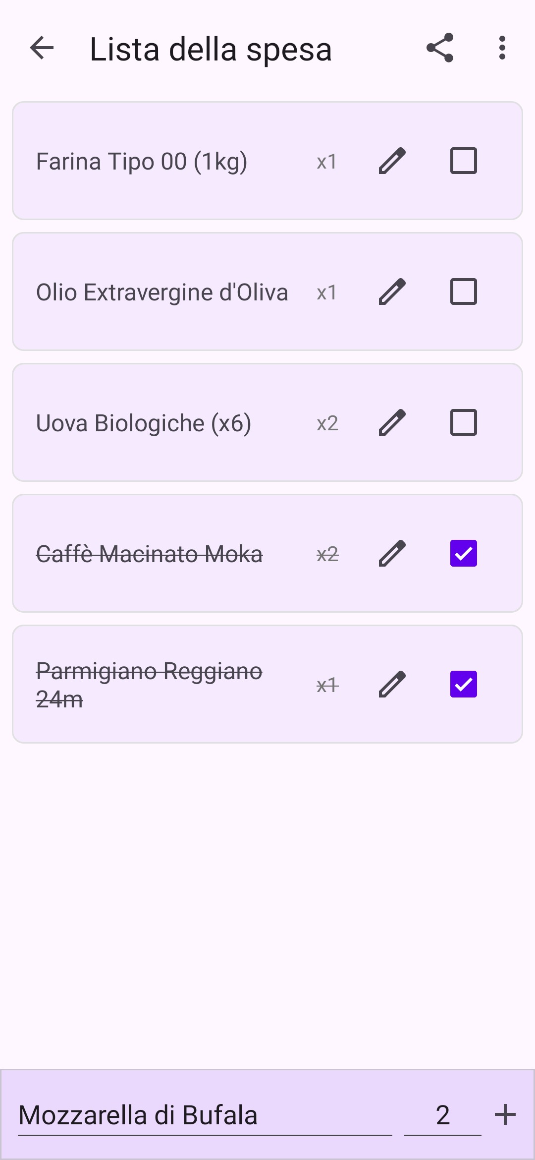 Lista della spesa